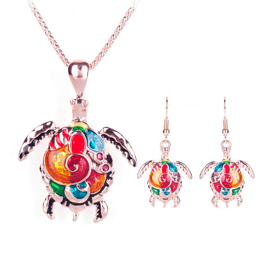 Conjunto de Collar y Aretes Tortuga Arcoíris - Image 10