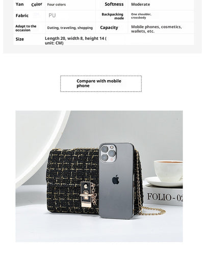 Bolsa de Hombro de Lana con Cierre Retorcido - Bolso Versátil para Mujer con Contraste en Seda Dorada - Image 14