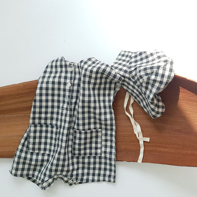 Conjunto de Verano para Bebé con Diseño Escocés - Romper y Gorro Coordinado - Image 12