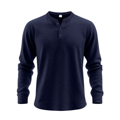 Camisa Henley Holgada de Manga Larga para Hombre - Image 7