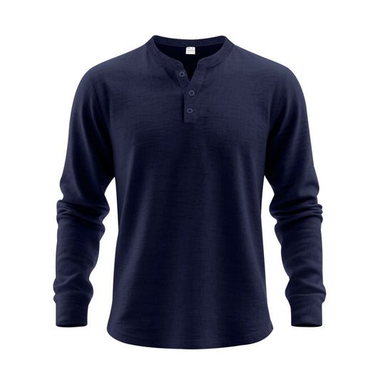 Camisa Henley Holgada de Manga Larga para Hombre - Image 7