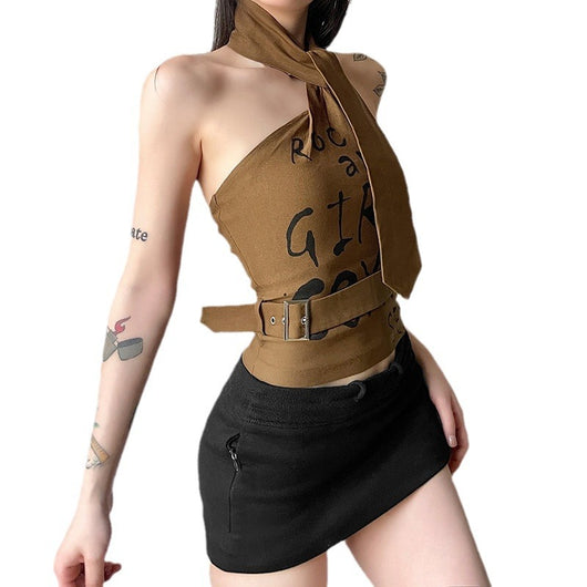 Top Halter Ajustado con Cuello Anudado y Espalda Descubierta - Image 5