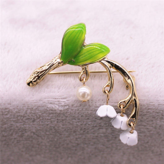 Broche Lirio de los Valles con Esmalte Verde Degradado - Image 6