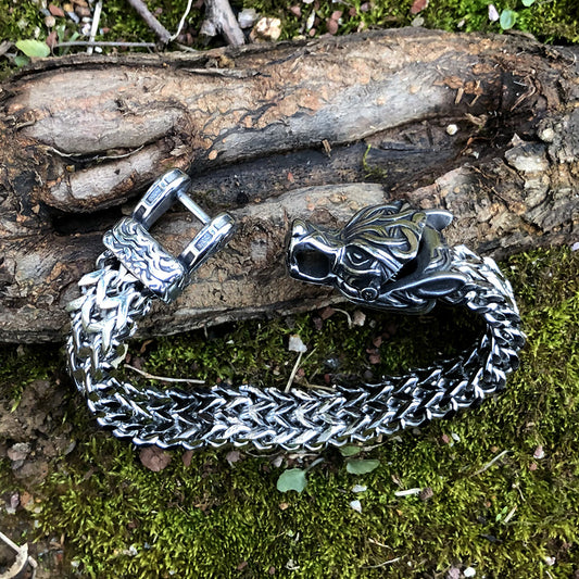 Pulsera Vikinga de Acero Titanio Estilo Vintage para Hombre - Image 2