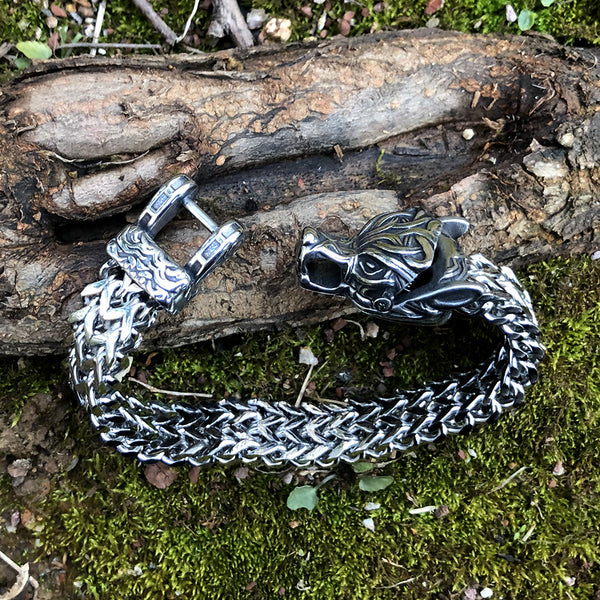 Pulsera Vikinga de Acero Titanio Estilo Vintage para Hombre