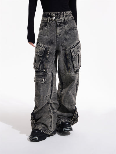 Pantalón Vaquero Retro Estilo Trabajo con Múltiples Bolsillos - Image 4