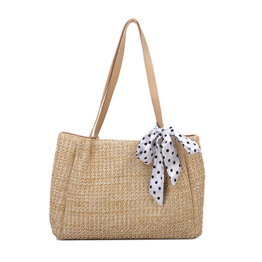 Bolso Tote Tejido con Cadena y Pañuelo Convertible - Image 5