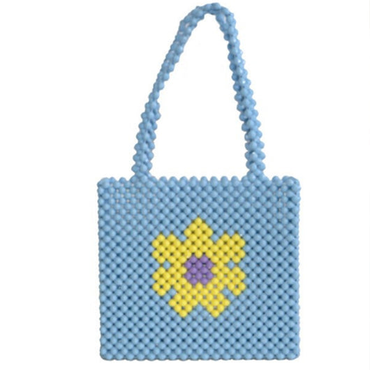 Bolsa Tejida con Patrones de Puzzle y Cuentas Decorativas - Image 12