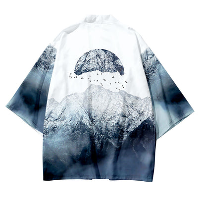 Kimono Haori de Verano con Estampado de Paisaje y Bloques de Color - Cardigan Suelto para Hombre - Image 7