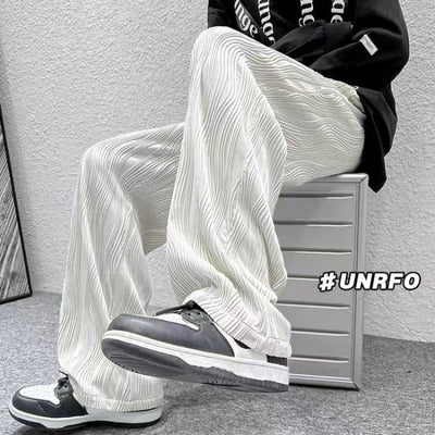 Pantalones Casuales Anchos de Seda Helada con Drapeado Suelto para Hombre - Image 4