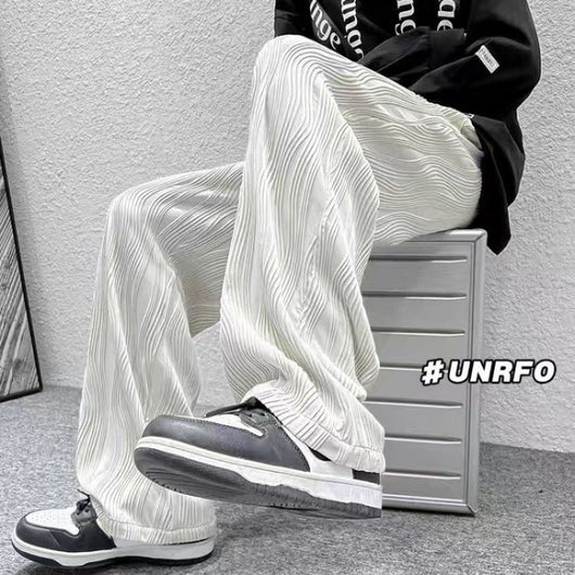 Pantalones Casuales Anchos de Seda Helada con Drapeado Suelto para Hombre - Image 4