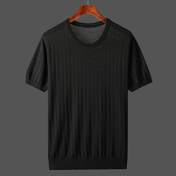 Camisa Casual de Punto Calada para Hombre - Manga Corta