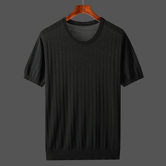 Camisa Casual de Punto Calada para Hombre - Manga Corta