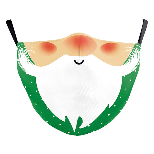 Black double-layer dust mask with a vibrant, multi-colored snowflake digital print and ear hooks. - Image 14