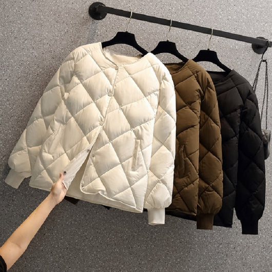 Chaqueta Corta Acolchada para Mujer Estilo Coreano Ligera