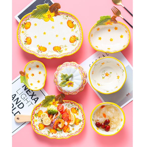 Juego de Tazones de Calabaza para Fideos y Platos Decorativos