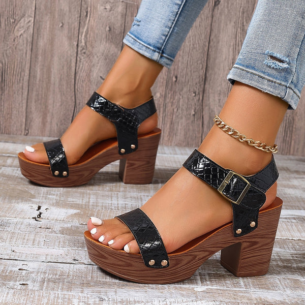 Sandalias de Tacón Alto con Tira y Punta Abierta