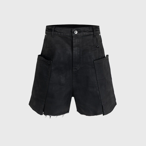 Pantalones Cortos Denim con Recubrimiento de Cera y Textura Burr - Azul Oscuro - Image 6