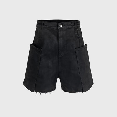 Pantalones Cortos Denim con Recubrimiento de Cera y Textura Burr - Azul Oscuro - Image 6