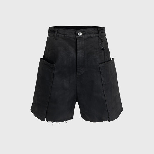 Pantalones Cortos Denim con Recubrimiento de Cera y Textura Burr - Azul Oscuro - Image 6