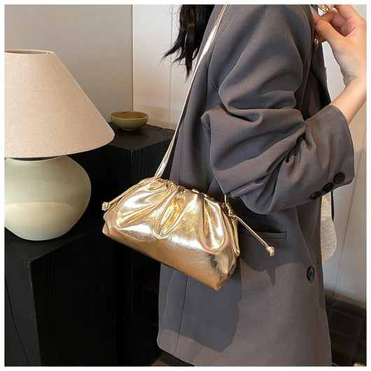Bolso de Hombro Plateado con Textura Avanzada Estilo Dumpling - Image 20
