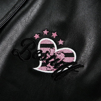 Chaqueta de Solapa Negra con Encaje y Bordado Love Number para Mujer - Image 4