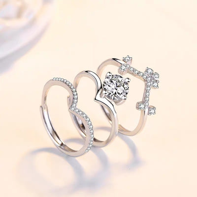 Anillo Corona Floral Diosa - Set 3 en 1 Plata - Image 7