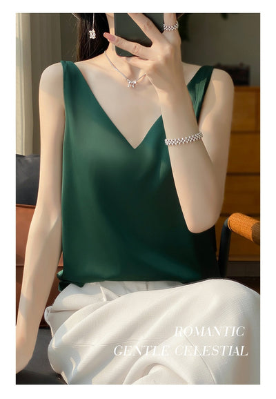 Blusa Suelta sin Mangas con Base Satinada Sedosa - Image 22