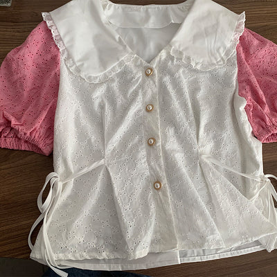 Blusa de Bloques de Color con Mangas Abullonadas - Image 6