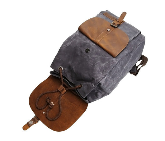 Mochila de Viaje Impermeable Cuero Crazy Horse y Lona para Hombre - Image 12