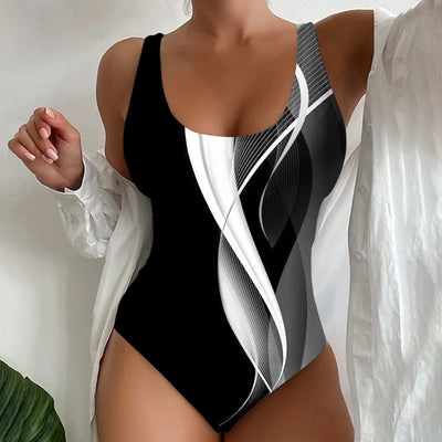 Traje de Baño Enterizo para Mujer con Contraste 3D - Diseño Moderno Playero - Image 8
