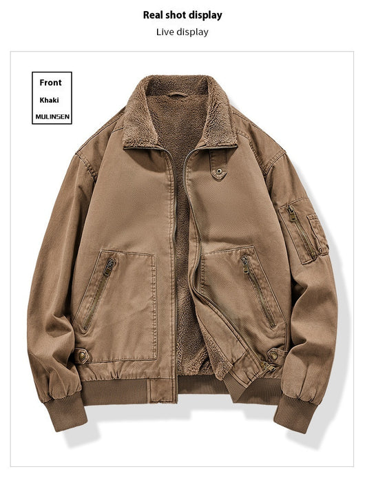 Chaqueta de Algodón Lavado con Forro Polar para Hombre - Resistente al Viento - Image 20