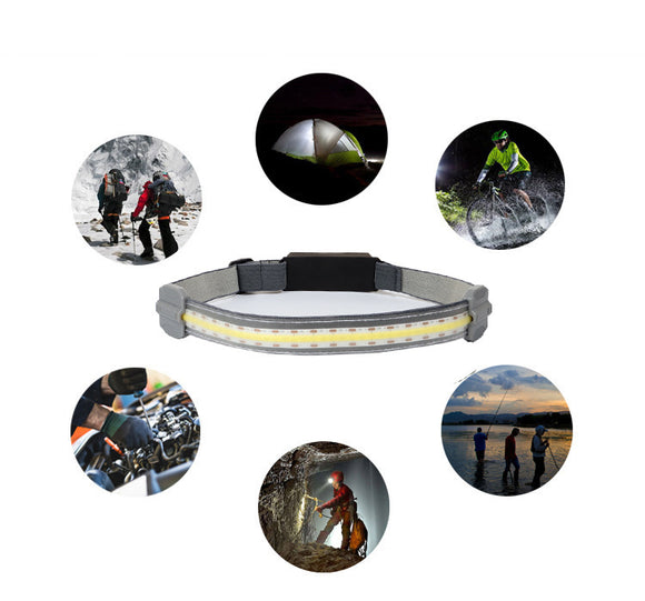 Linterna Frontal LED COB Recargable USB con Luz Roja de Advertencia - 3 Modos