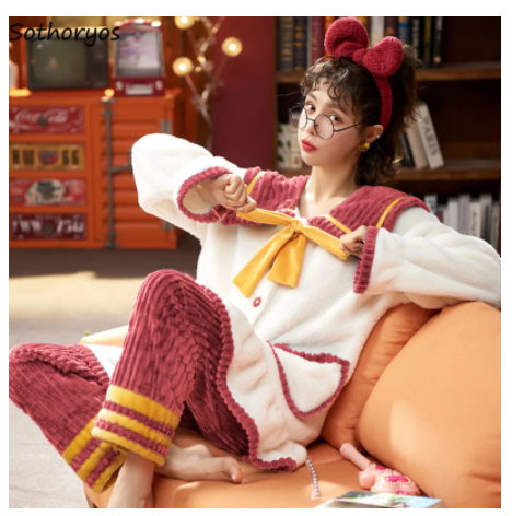 Pijama Coreano Grueso y Suave de Franela para Casa - Image 40