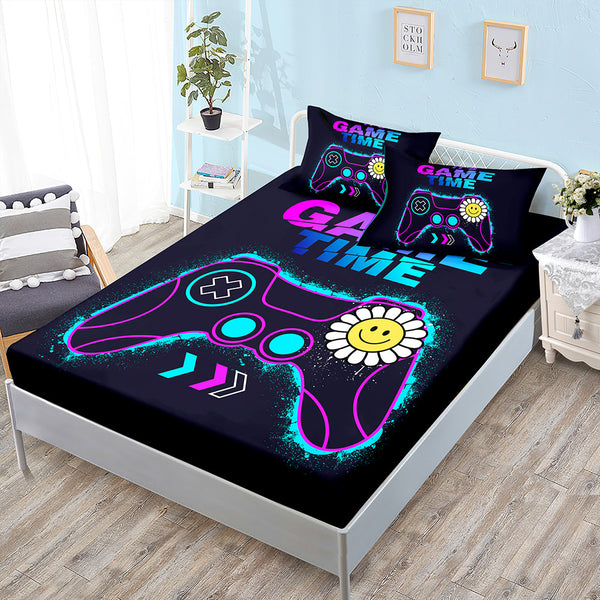 Juego de Sábana Ajustable, Funda Nórdica y Fundas de Almohada Gamer con Tecnología Refrescante