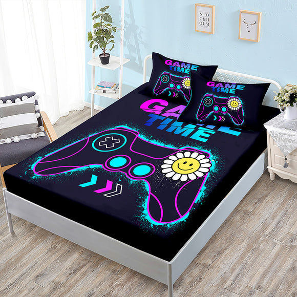 Juego de Sábana Ajustable, Funda Nórdica y Fundas de Almohada Gamer con Tecnología Refrescante