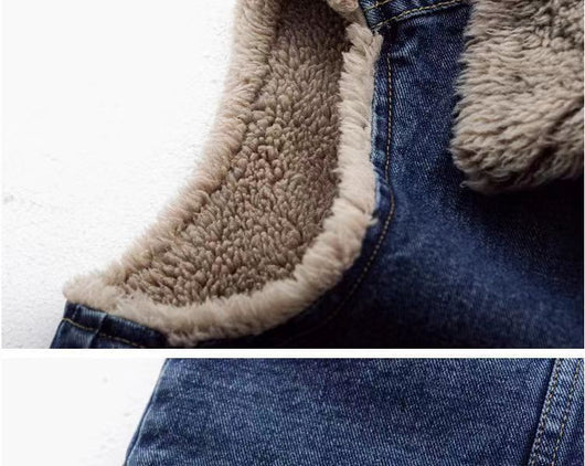 Chaleco Acolchado de Lana de Cordero y Algodón Denim para Mujer - Image 13