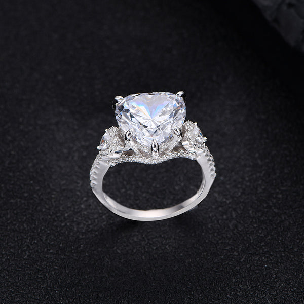 Anillo de Plata 925 con Corazón Incrustado de Diamantes 12mm - Image 3