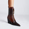 Botas Tacón Grueso Retro con Patrón de Piedra y Cordones - Estilo Fashion