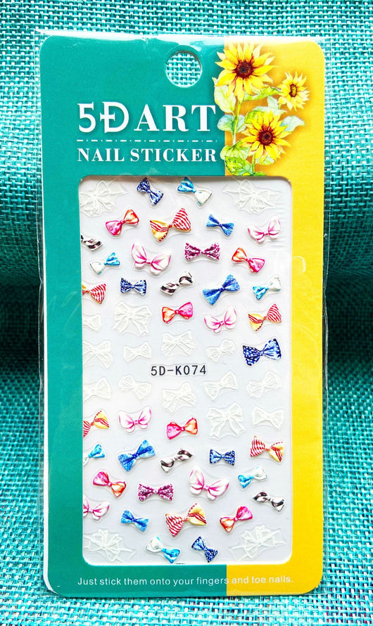 Stickers de Uñas 3D con Relieve - Diseño Cuadros y Moños para Verano - Image 50
