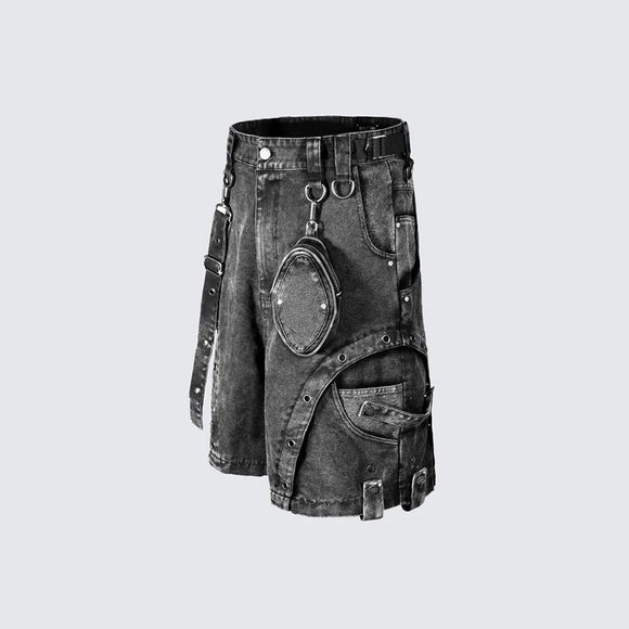 Shorts de Mezclilla Vintage Cintura Alta Lavado Desgastado