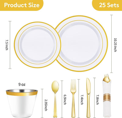 Juego de Vajilla Desechable Premium con Copa, Cubiertos y Plato Calado - Image 18