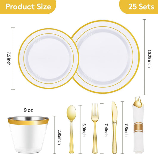 Juego de Vajilla Desechable Premium con Copa, Cubiertos y Plato Calado - Image 18