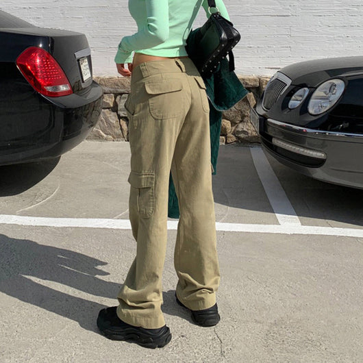Pantalones Casuales Sueltos de Cintura Baja para Mujer - Corte Recto y Drapeado - Image 3