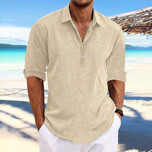 Camisa Holgada de Cáñamo y Algodón para Hombre - Talla Grande