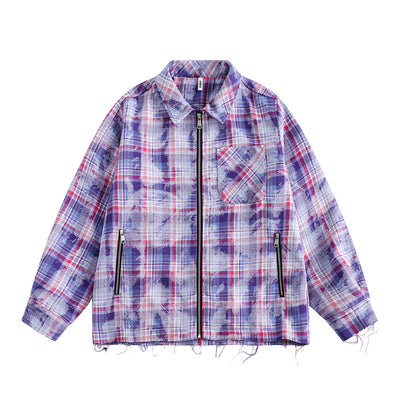 Camisa de Cuadros Desgastada de Manga Larga para Hombre - Image 29