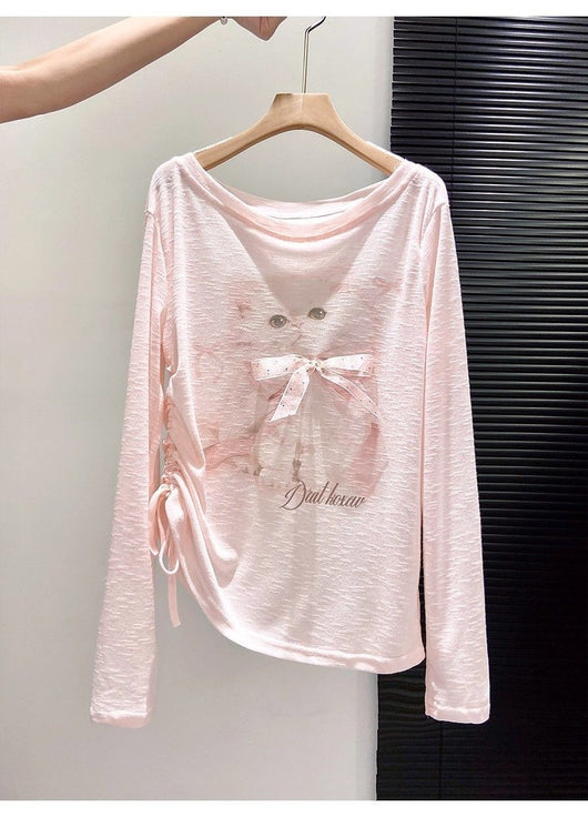 Blusa Manga Larga con Estampado de Gatos para Mujer - Primavera y Otoño - Image 13