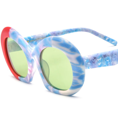 Gafas de Sol Estilo Cat-eye con Lentes Ahumados y Bloques de Color - Image 5