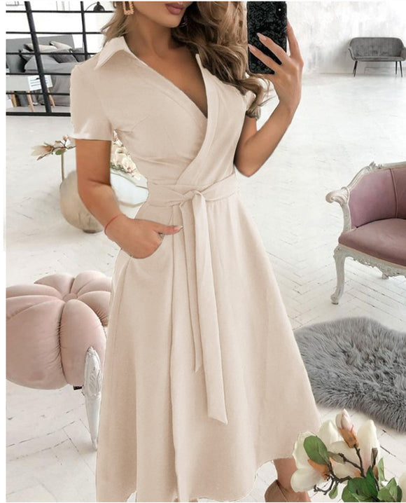 Vestido Largo Manga Larga Escote V Estampado para Mujer