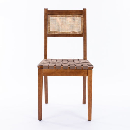 Taburete Alto de Cuero Vintage con Asiento de Silla de Madera Maciza - Image 4